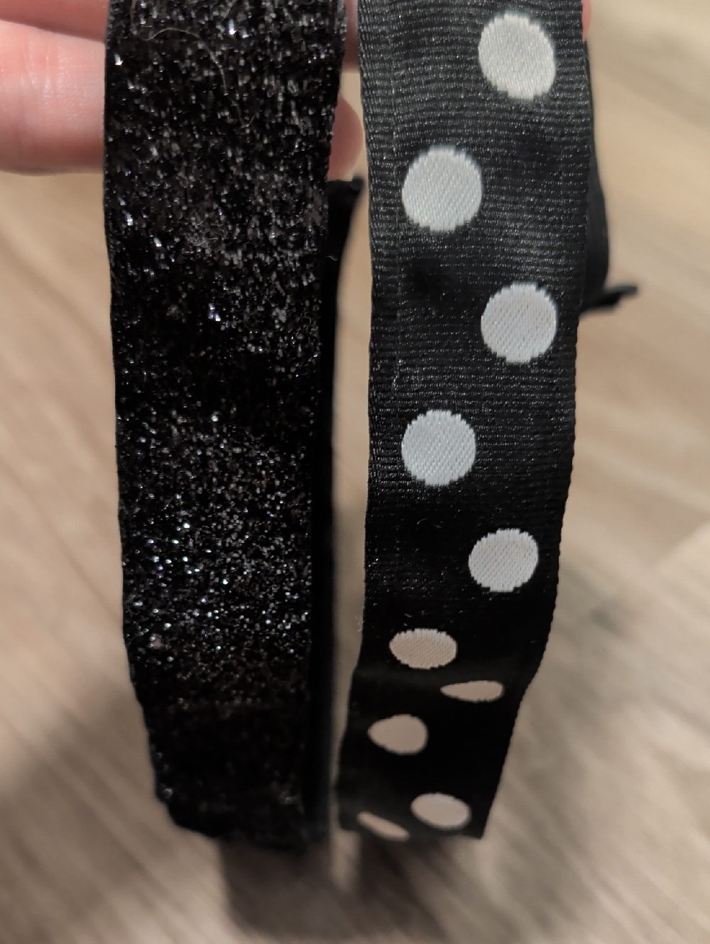 Black Polka Dot and Glitter Women’s Headbands - Set of 2